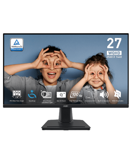 MSI MONITOR PRO MP275Q, FLAT IPS QHD, 27", 16:9, 300 CD/M2, 1300:1, 1MS, 100HZ, 2560X1440, 2XHDMI/1XDP/HP OUT, 2X 2W SPEAKERS, BLACK, 2YW.