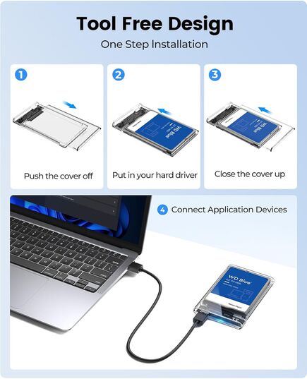 ORICO ΘΉΚΗ ΓΙΑ 2.5" SATA HDD/SSD 2139U3, 5GBPS, ΔΙΆΦΑΝΗ
