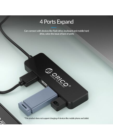 ORICO USB HUB FL01, 4X ΘΥΡΏΝ, USB 2.0, 480MBPS, USB ΣΎΝΔΕΣΗ, ΜΑΎΡΟ