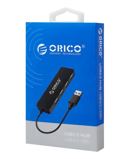 ORICO USB HUB FL01, 4X ΘΥΡΏΝ, USB 2.0, 480MBPS, USB ΣΎΝΔΕΣΗ, ΜΑΎΡΟ