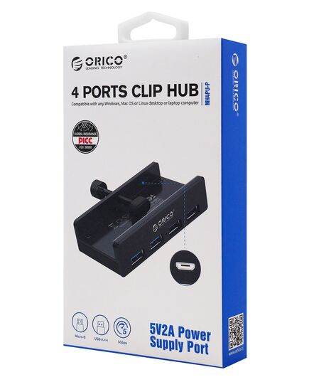 ORICO USB HUB MH4PU-P ΜΕ ΣΦΙΓΚΤΉΡΑ, 4X ΘΥΡΏΝ, 5GBPS, USB ΣΎΝΔΕΣΗ, ΑΣΗΜΊ
