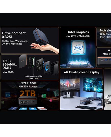 BLACKVIEW ΜINI PC MP20 INTEL N150 16GB 512GB SSD WIN11 PRO BLACK