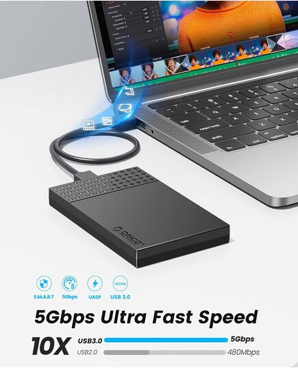 ORICO ΘΉΚΗ ΓΙΑ 2.5" SATA HDD/SSD 2526U3-V1, 5GBPS, ΜΑΎΡΗ