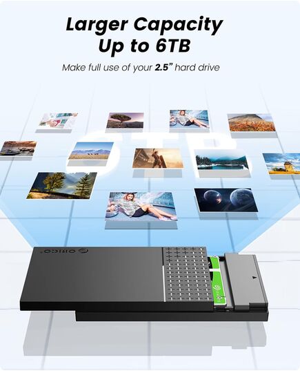 ORICO ΘΉΚΗ ΓΙΑ 2.5" SATA HDD/SSD 2526U3-V1, 5GBPS, ΜΑΎΡΗ