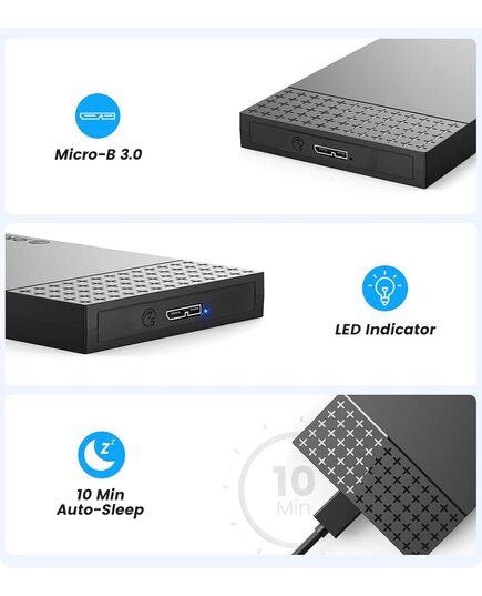 ORICO ΘΉΚΗ ΓΙΑ 2.5" SATA HDD/SSD 2526U3-V1, 5GBPS, ΜΑΎΡΗ