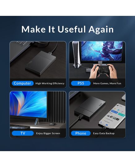 ORICO ΘΉΚΗ ΓΙΑ 2.5" SATA HDD/SSD 2526U3-V1, 5GBPS, ΜΑΎΡΗ