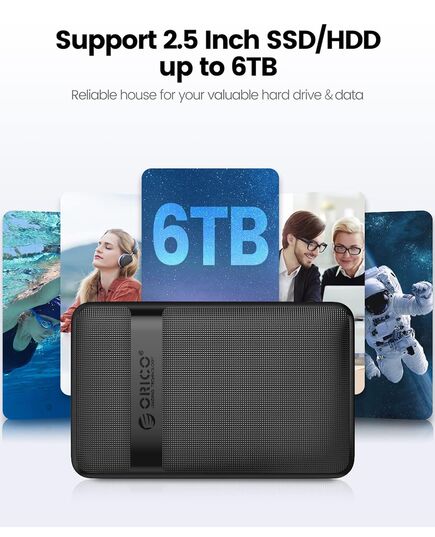 ORICO ΘΉΚΗ ΓΙΑ 2.5" SATA HDD/SSD 2577C3-V1, 6GBPS, ΜΑΎΡΗ