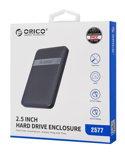 ORICO ΘΉΚΗ ΓΙΑ 2.5" SATA HDD/SSD 2577C3-V1, 6GBPS, ΜΑΎΡΗ