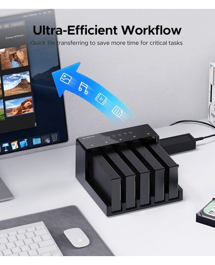 ORICO DOCKING STATION ΓΙΑ 2.5" Ή 3.5" SATA HDD/SSD 6558US3-C, 5 ΘΈΣΕΩΝ, 5GBPS, CLONE FUNCTION, ΜΑΎΡΟ