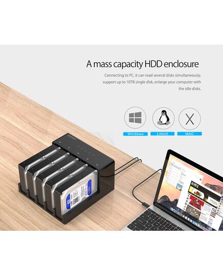 ORICO DOCKING STATION ΓΙΑ 2.5" Ή 3.5" SATA HDD/SSD 6558US3-C, 5 ΘΈΣΕΩΝ, 5GBPS, CLONE FUNCTION, ΜΑΎΡΟ