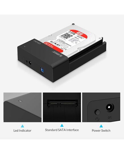 ORICO DOCKING STATION ΓΙΑ 2.5" Ή 3.5" SATA HDD/SSD 6518US3-V2, 5GBPS, ΜΑΎΡΟ