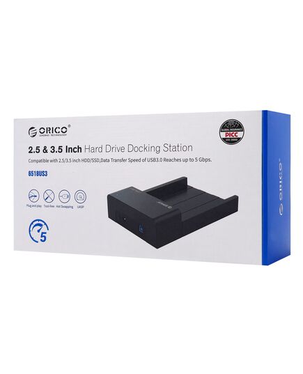 ORICO DOCKING STATION ΓΙΑ 2.5" Ή 3.5" SATA HDD/SSD 6518US3-V2, 5GBPS, ΜΑΎΡΟ