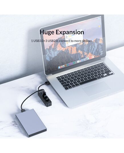ORICO USB HUB TWU32-4A, 4X ΘΥΡΏΝ, USB 3.0, 5GBPS, USB ΣΎΝΔΕΣΗ, ΜΑΎΡΟ