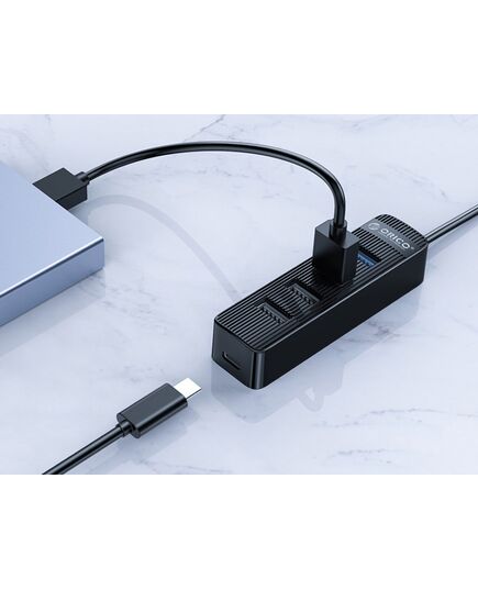 ORICO USB HUB TWU32-4A, 4X ΘΥΡΏΝ, USB 3.0, 5GBPS, USB ΣΎΝΔΕΣΗ, ΜΑΎΡΟ