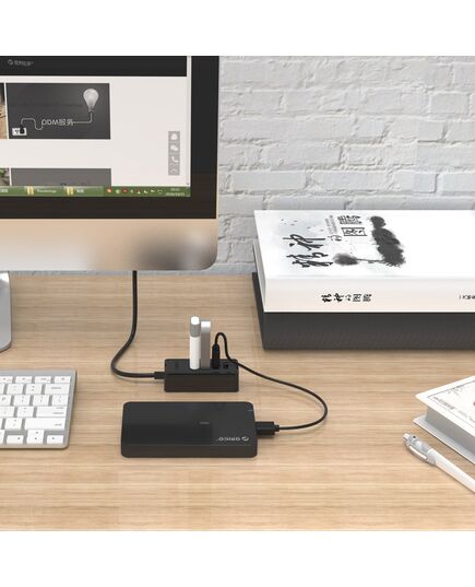 ORICO USB HUB W5P-U2, 4X ΘΥΡΏΝ, USB 2.0, 480MBPS, USB ΣΎΝΔΕΣΗ, 1M ΚΑΛΏΔΙΟ, ΜΑΎΡΟ