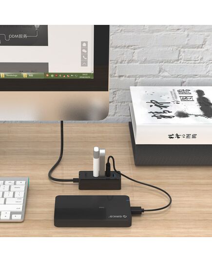 ORICO USB HUB W5P-U3, 4X ΘΥΡΏΝ, USB 3.0, 5GBPS, USB ΣΎΝΔΕΣΗ, 1M ΚΑΛΏΔΙΟ, ΜΑΎΡΟ