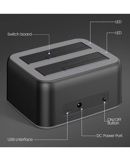 ORICO DOCKING STATION ΓΙΑ 2.5" Ή 3.5" SATA HDD/SSD 6829C3-V1, 2 ΘΈΣΕΩΝ, 5GBPS, ΜΑΎΡΟ