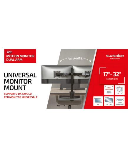 SUPERIOR ΕΠΙΤΡΑΠΈΖΙΑ ΒΆΣΗ ΓΙΑ 2 ΟΘΌΝΕΣ 17"-32" ΜΕ ΡΥΘΜΙΖΌΜΕΝΟ ΒΡΑΧΊΟΝΑ (SUPSPC002) (SPRSUPSPC002)