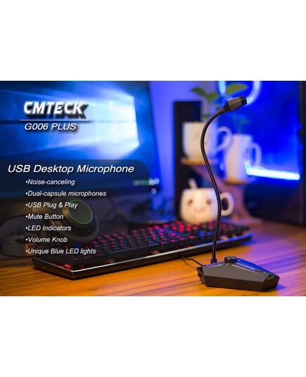 CMTECK ΕΠΙΤΡΑΠΈΖΙΟ ΜΙΚΡΌΦΩΝΟ G006PLUS ΜΕ ΕΎΚΑΜΠΤΟ ΒΡΑΧΊΟΝΑ, OMNIDIRECTIONAL, USB, ΜΑΎΡΟ
