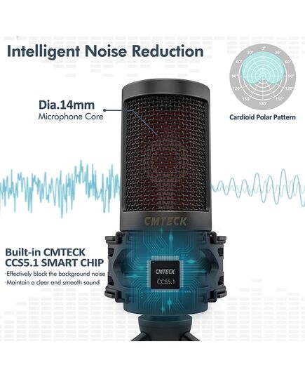 CMTECK ΕΠΙΤΡΑΠΈΖΙΟ ΜΙΚΡΌΦΩΝΟ XM550 ΜΕ POP ΦΊΛΤΡΟ, ΚΑΡΔΙΟΕΙΔΈΣ, USB, ΜΑΎΡΟ