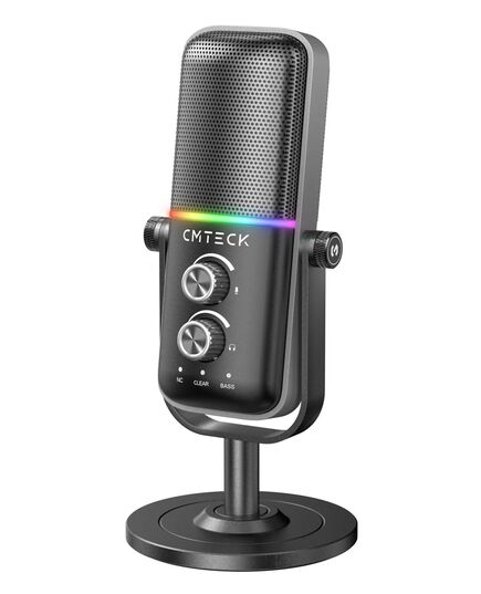 CMTECK ΕΠΙΤΡΑΠΈΖΙΟ ΜΙΚΡΌΦΩΝΟ XM600, OMNIDIRECTIONAL/ΚΑΡΔΙΟΕΙΔΈΣ, USB, RGB LED, ΜΑΎΡΟ