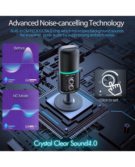 CMTECK ΕΠΙΤΡΑΠΈΖΙΟ ΜΙΚΡΌΦΩΝΟ XM600, OMNIDIRECTIONAL/ΚΑΡΔΙΟΕΙΔΈΣ, USB, RGB LED, ΜΑΎΡΟ