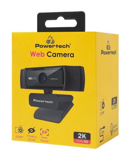 POWERTECH WEB CAMERA PT-1428, 5MP, 2K QHD, ΑΥΤΌΜΑΤΗ ΕΣΤΊΑΣΗ, 1.5M, ΜΑΎΡΗ