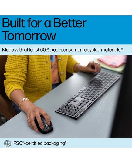 HP 725 MULTI-DEVICE RECHARGEABLE WIRELESS KEYBOARD AND MOUSE COMBO