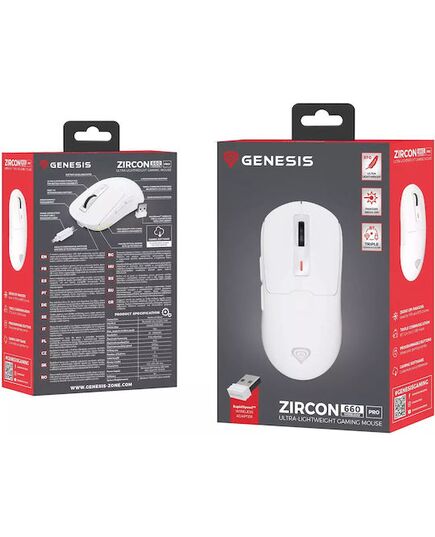 GENESIS GAMING MOUSE ZIRCON 660 PRO WIRELESS 26000DPI WHITE (NMG-2194) (GNSNMG-2194)
