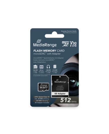 MEDIARANGE MICROSDXC MEMORY CARD, UHS-1 | CLASS 10, WITH SD ADAPTER, 512GB (MR947)