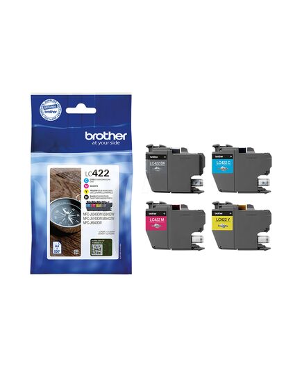 BROTHER ΜΕΛΆΝΙ INKJET LC BLACK, CYAN, MAGENTA, YELLOW CARTRIDGE (LC422VAL) (BROLC422VAL)