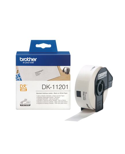 BROTHER DK-11201 LABEL ROLL – BLACK ON WHITE, 29MM X 90MM (DK11201) (BRODK11201)