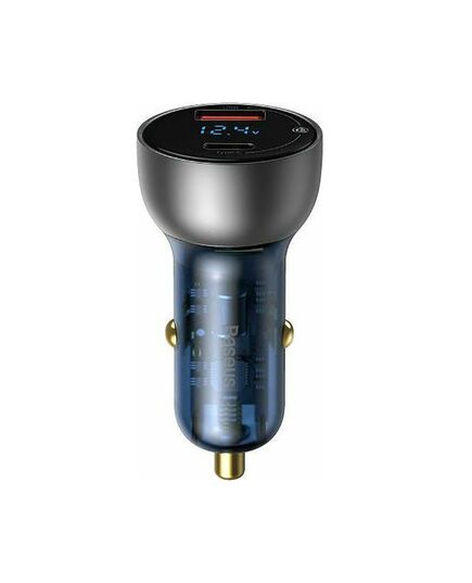 BASEUS CAR CHARGER PARTICULAR DIGITAL DISPLAY C+U, PD 3.0 QC 4.0+, SCP, PPS, 5A, 65W SILVER (CCKX-C0A) (BASCCKX-C0A)