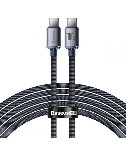 BASEUS CRYSTAL SHINE BRAIDED USB 2.0 CABLE USB-C MALE - USB-C MALE BLACK 2M (CAJY000701) (BASCAJY000701)