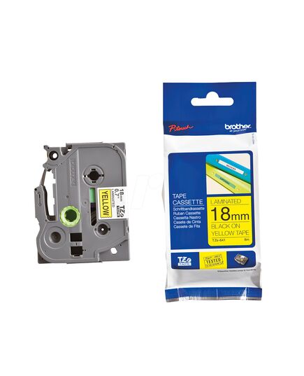BROTHER P-TOUCH LAMINATED BLACK ON YELLOW 8M X 18MM (TZE641) (BROTZE641)