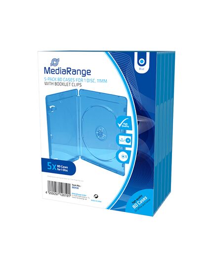 MEDIARANGE BD CASE  FOR 1 DISC 11MM BLUE  (5 PACK) (MRBOX38)
