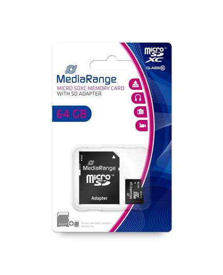 MEDIARANGE MICRO SDXC CLASS 10 WITH SD ADAPTOR 64 GB (EXTENDED CAPACITY) (MR955)