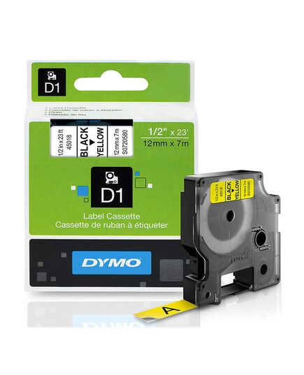 ΤΑΙΝΊΑ ΕΤΙΚΕΤΟΓΡΆΦΟΥ DYMO D1 (ΜΑΎΡΑ ΓΡΆΜΜΑΤΑ ΣΕ ΚΊΤΡΙΝΟ ΦΌΝΤΟ) (S0720580) (DYMO45018)