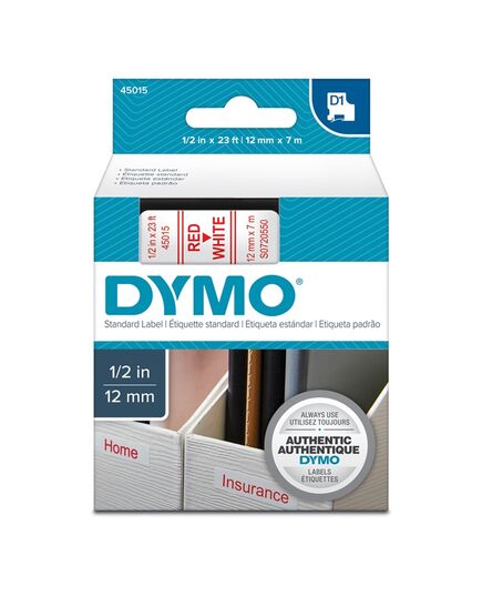 ΤΑΙΝΊΑ ΕΤΙΚΕΤΟΓΡΆΦΟΥ DYMO STANDARD 45015 12 MM X 7 M (ΚΌΚΚΙΝΑ ΓΡΆΜΜΑΤΑ ΣΕ ΛΕΥΚΌ ΦΌΝΤΟ) (S0720550) (DYMO45015)