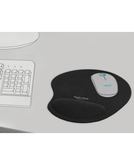DELOCK MOUSEPAD 12040 ΜΕ GEL ΣΤΉΡΙΓΜΑ ΚΑΡΠΟΎ, 230 X 202MM, ΜΑΎΡΟ