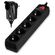POWERTECH ΠΟΛΎΠΡΙΖΟ ΑΣΦΑΛΕΊΑΣ PT-994, 5+1 ΘΈΣΕΩΝ SCHUKO, 16A, 2M, ΜΑΎΡΟ
